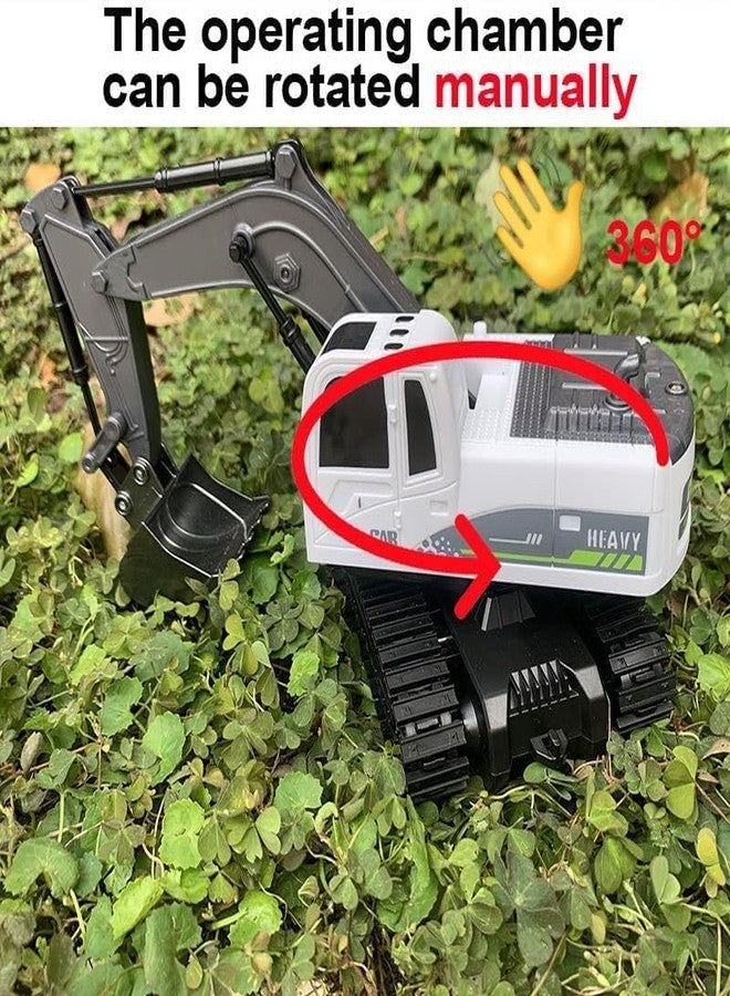 EXOMOON ألعاب حفارات EXOMOON التي تعمل بالتحكم عن بعد بتردد 2.4 جيجاهرتز للأولاد، حفارة معدنية بـ 11 قناة مع موسيقى، مركبات بناء تعمل بالتحكم عن بعد بمقياس 1:24 مع بطاريات، للأطفال - Image 5